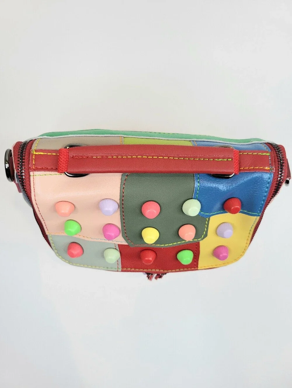 NEW Patchwork Recycled Leather Crossbody Bag Festival Kidcore Street Travel